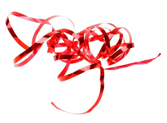 Fototapeta premium Holiday red ribbon isolated on white
