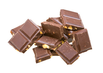 Blocks of chocolate isolated on white