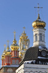 Fototapeta na wymiar Golden crosses above Sergiev Posad monastery