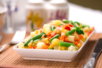 Served chopped vegetables mixture