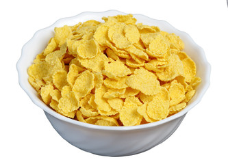 cornflakes in a white cup