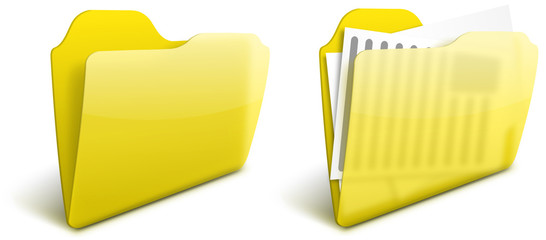 Realistic blurry transparent yellow folder vector icon - EPS 10