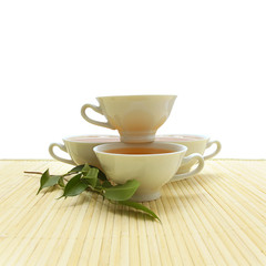 cups on the background of the mat