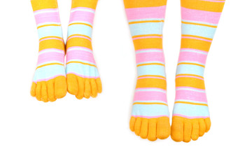 legs with colorful socks