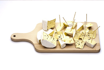 blue cheese on wooden board