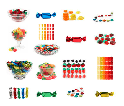 Candys, set of 17 isolated candys.
