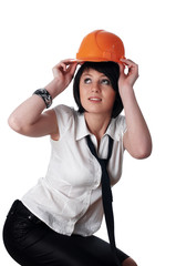 Charming girl the builder