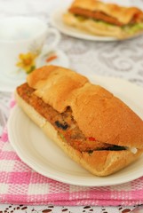 Fototapeta na wymiar Healthy vegetarian sandwich