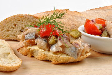 some fresh organic herring salad on bread