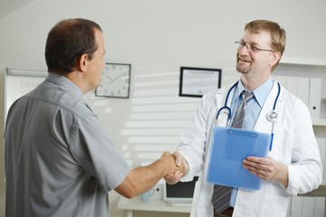 Doctor greating patient