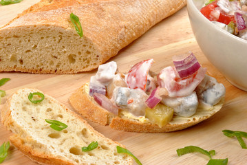 some fresh organic herring salad on bread