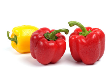 Red and yellow wet sweet pepper.