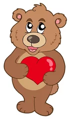 Wall murals Beren Cute bear holding heart