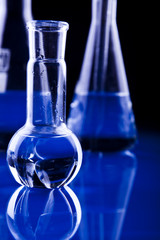 Blue chemistry vials