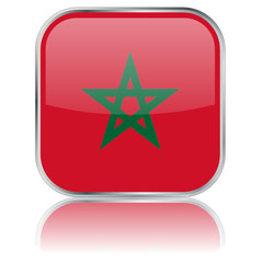 Morocco Flag Square Web Button (Moroccan Maroc Vector Reflection