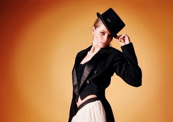 beautiful young girl in a tuxedo