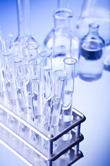 Blue chemistry vials