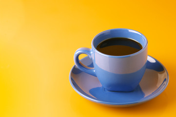 Blue cup of coffee