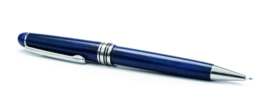 image d'un stylo à bille bleu isolé sur fond blanc Photos | Adobe Stock