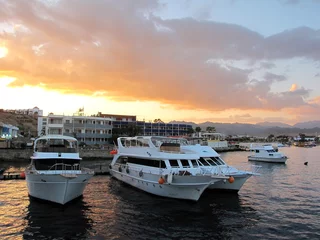 Fotobehang Bay with yachts in Egypt, Sharm el Sheikh © RVC5Pogod