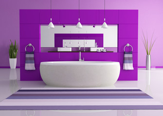 Fototapeta na wymiar purple contemporary bathroom