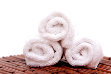 Fototapeta na wymiar White spa towels