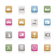 Travel, transportation, tourism and holiday icons