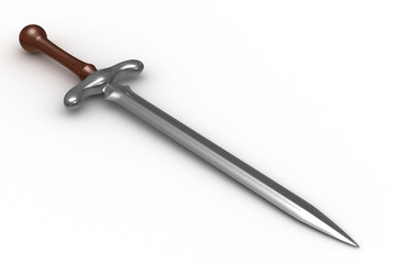 Sword on white background. Isolated 3D image
