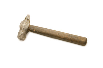 Old hammer isolated on white background