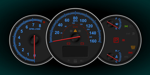 Fototapeta Speedometer and RPM gauge cluster (dashboard) obraz