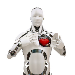 Obraz na płótnie Canvas Robot z otwartym sercem