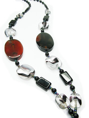 black beads with white crystals