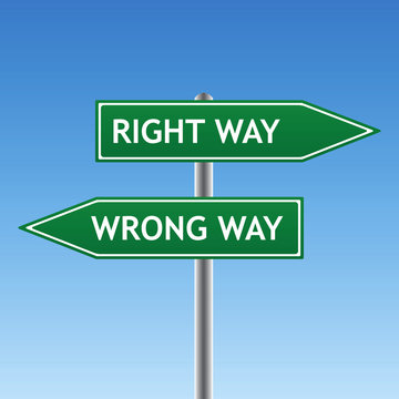 right and wrong way sign (vector)