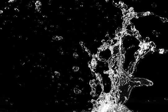 Stylish water splash. Isolated on black background .