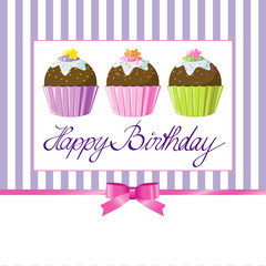 Happy Birthday-Muffin mit Schleife