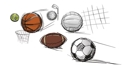 Deurstickers Balls for different kinds of sports © alfaolga