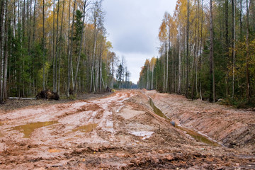 Dirty road in Latvia