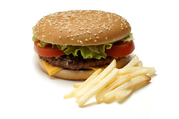 hamburger con patate fritte
