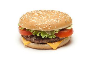 hamburger su fondo bianco