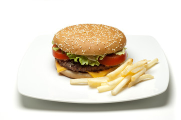 hamburger con patate fritte