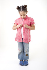 young girl dressing