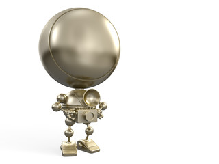 Robotic gold photographer with old-fashioned camera