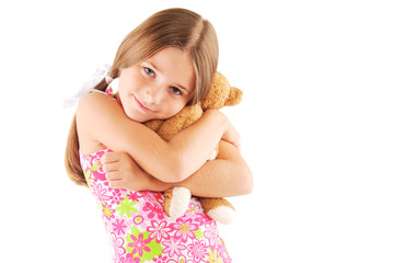 Little girl taking teddy bear