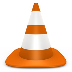 An isolated orange traffic cone - 3d image