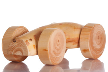 Wood toy car isolated