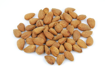 Almond nuts on white