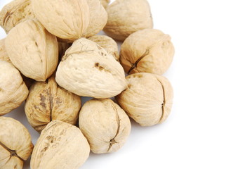 Walnuts on white