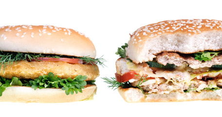 Cheeseburger isolated on white background.