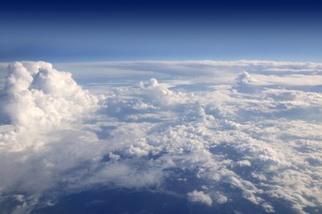 Fototapeta na wymiar Blue sky view from aircraft airplane