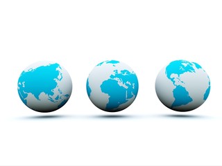 White and blue earth isolated on white